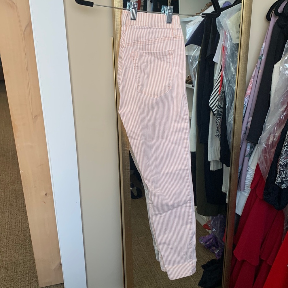 Pink and white striped jeans